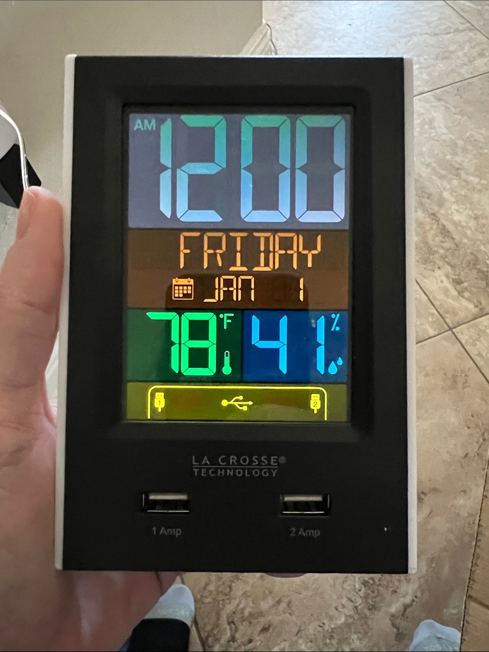 Black Digital Alarm Clock with Dual USB Charging Ports
